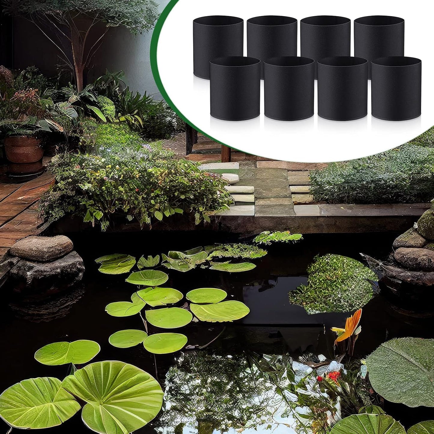 8 Macetas Acuáticas 6x6pulg para Estanques y Pantanos