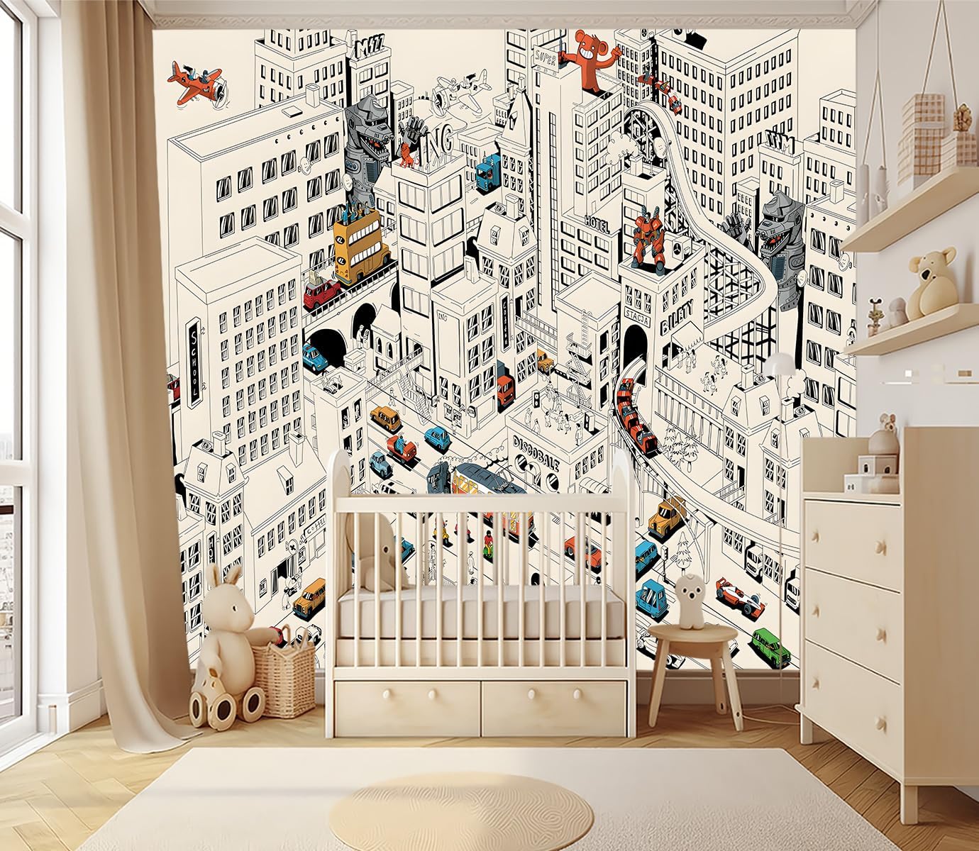 Papel tapiz infantil estilo cómics mural graffiti