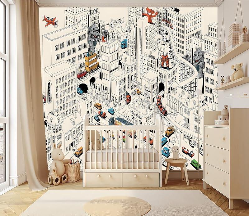 Papel tapiz infantil estilo cómics mural grafiti 88x59