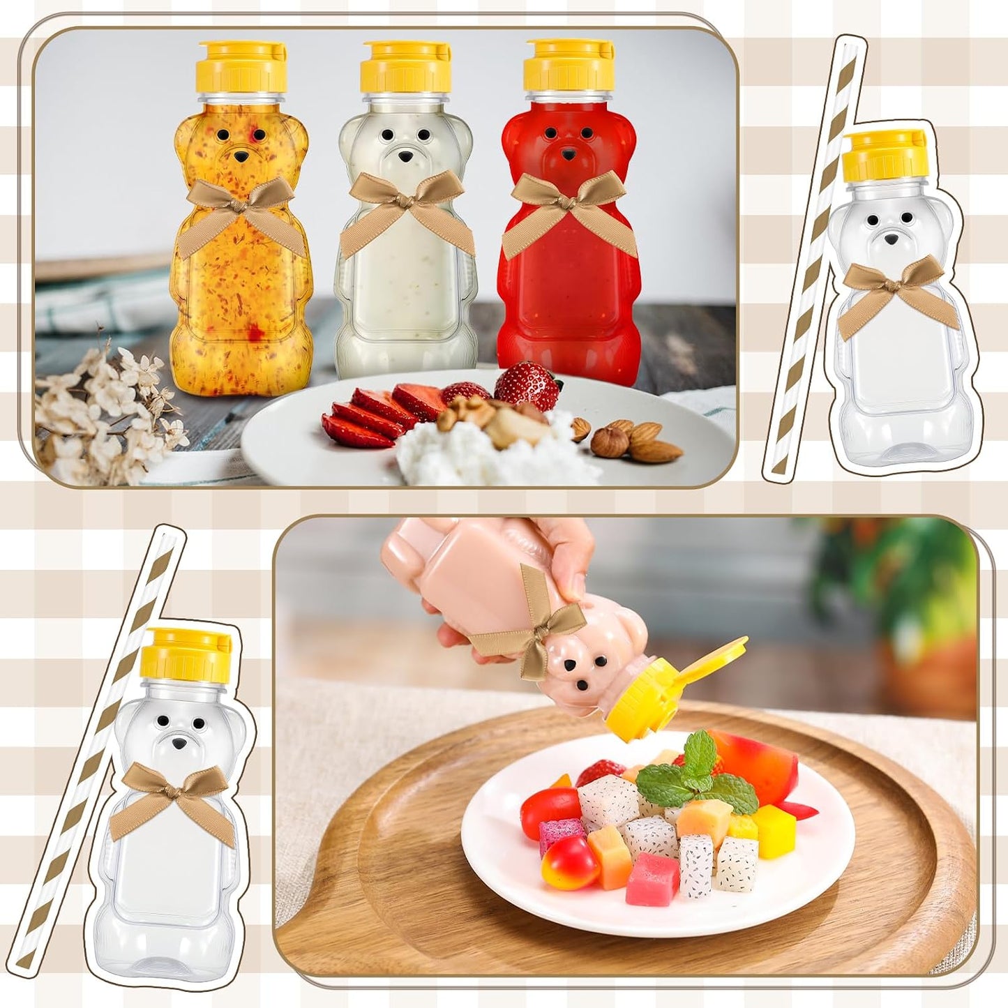 16 Tazas Pajita Oso Miel para Bebé 237ml con Tapa
