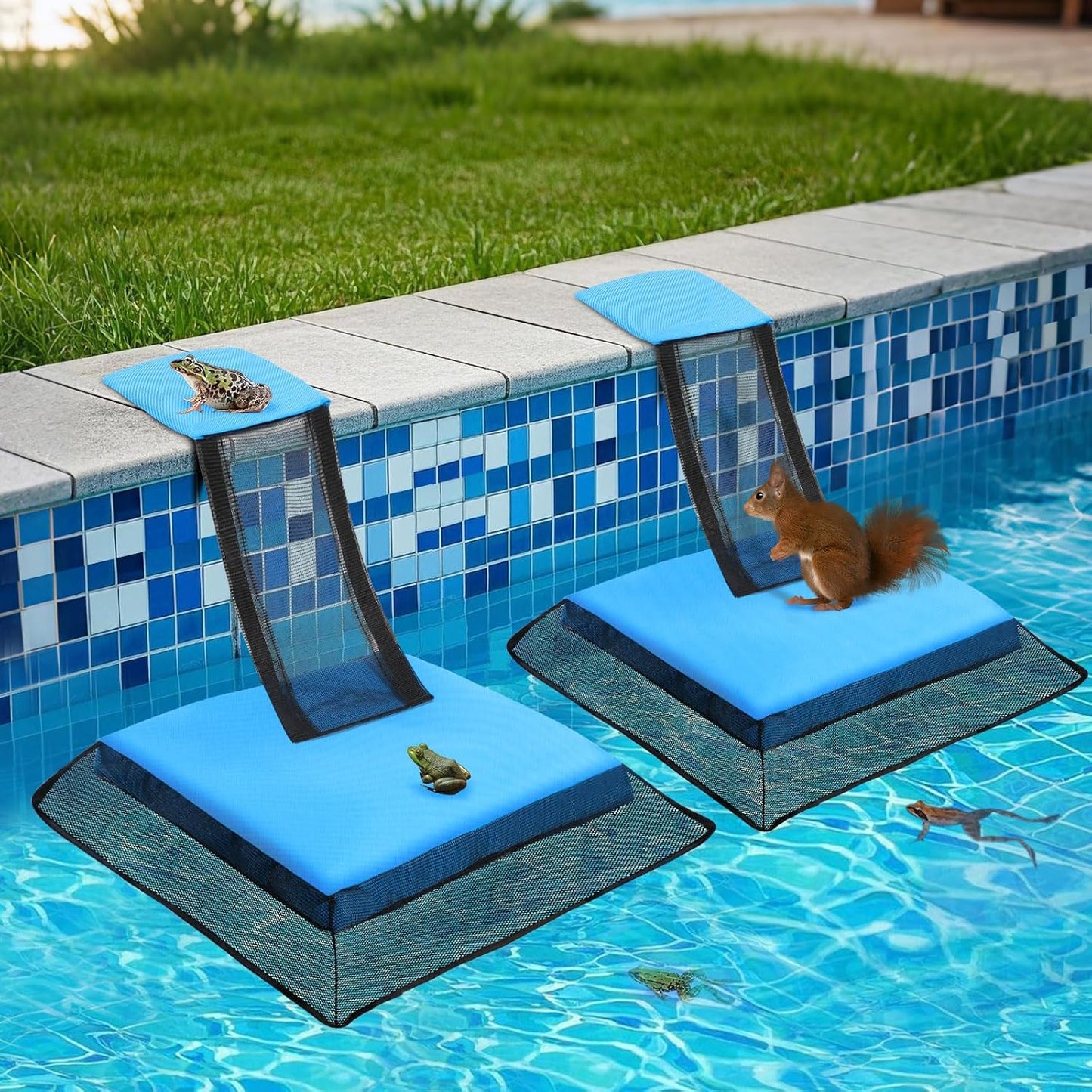 Rampa escape para animales piscina 2 pzas azul