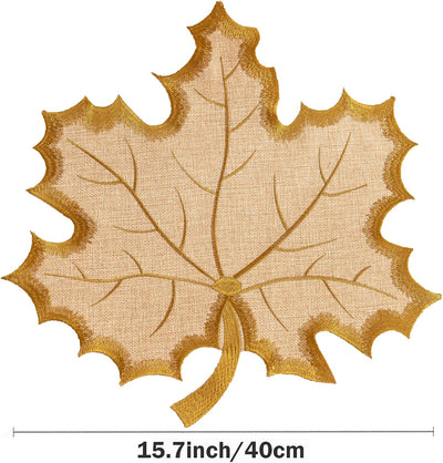 Set 4 Manteles Hojas Otoño Apliques Bordados Mesa Hogar