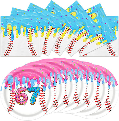 40 Platos Postre Béisbol Helado Servilletas Fiesta 67 Multicolor