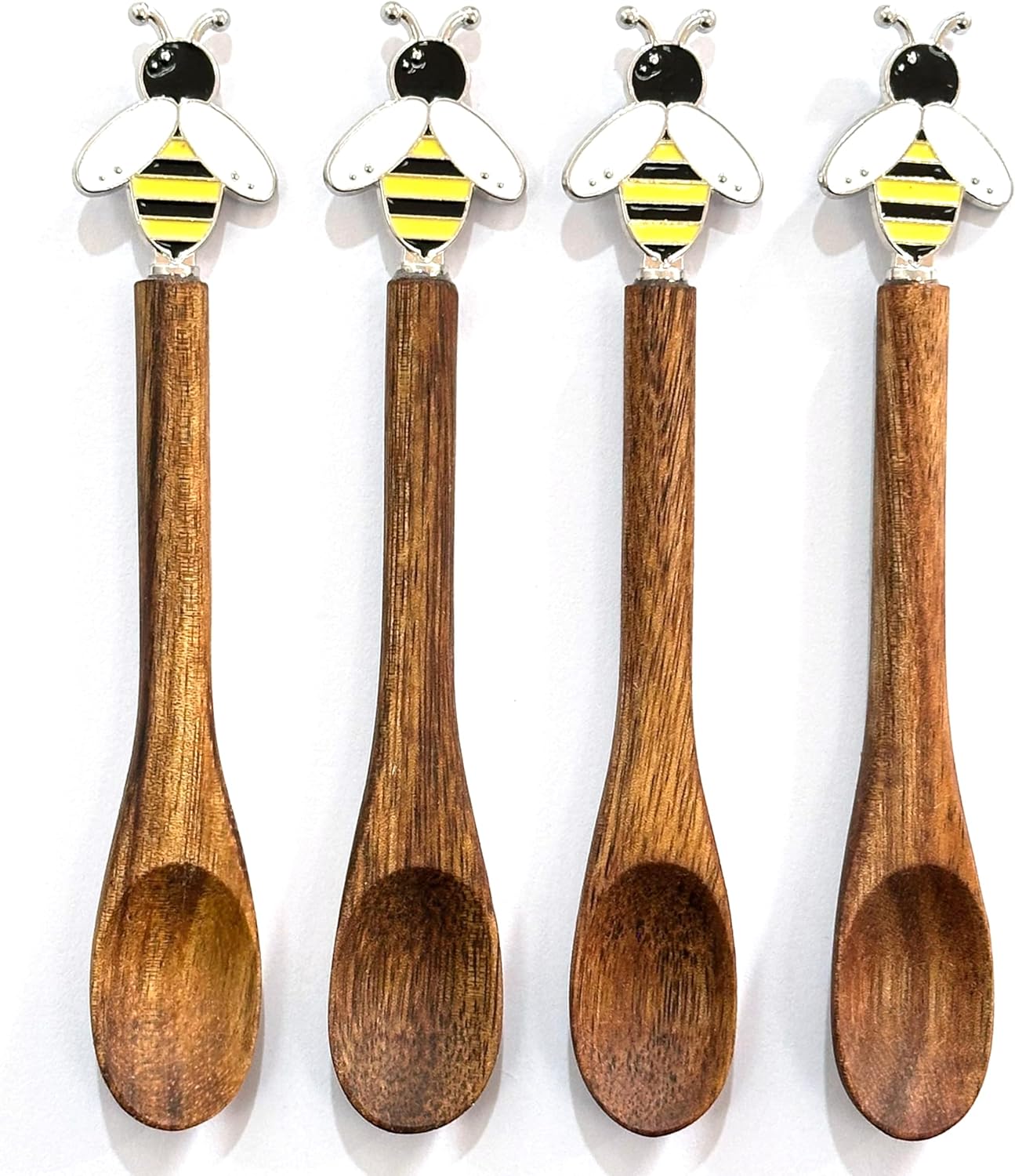 Cuchara de madera agitadora para café con miel y yogur, bonita cuchara pequeña de 5.1 pulgadas