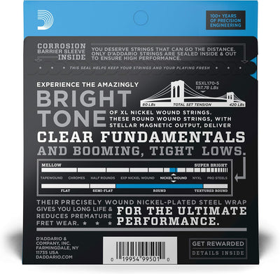 Cuerdas bajo eléctrico XL níquel set 5 pack 1
