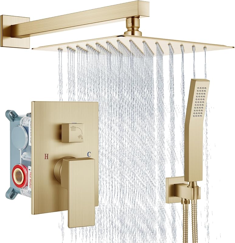 Set grifo ducha lluvia aspersor mano oro