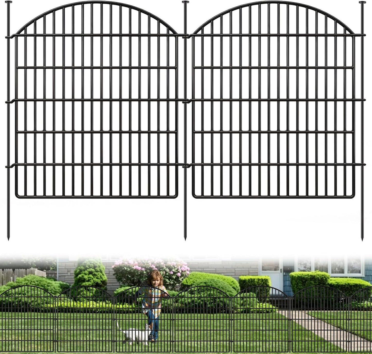 5 Paneles Valla Jardín 33pulg x 12ft Metal Resistente