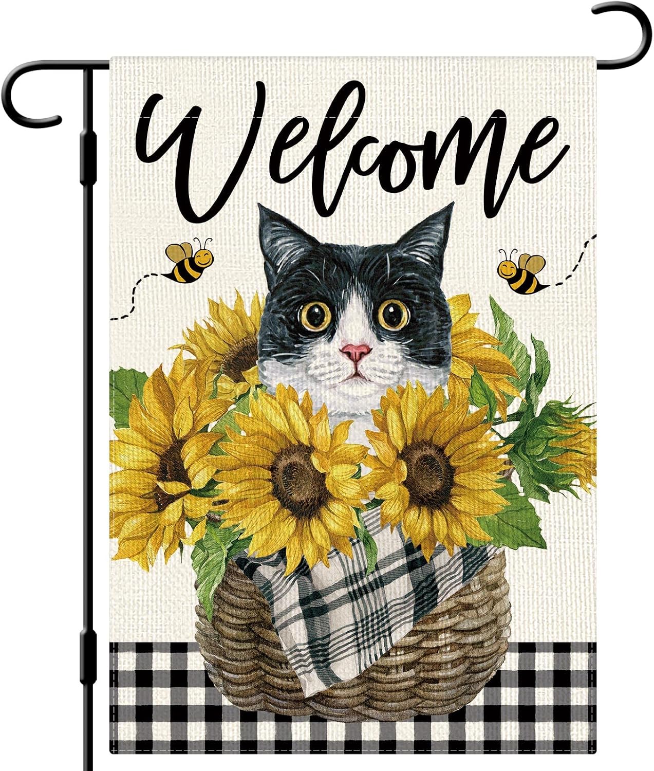 Bandera jardín girasoles gatos 12x18" búfalo doble cara