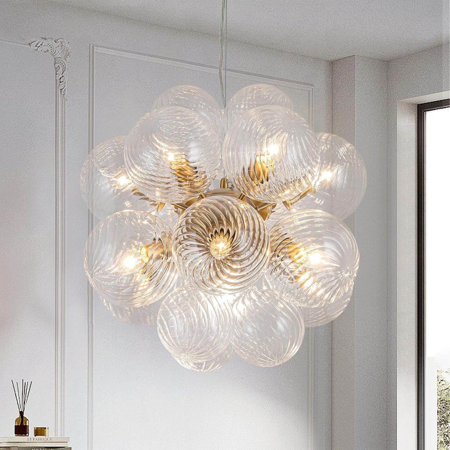 Lámpara colgante de vidrio trenzado 12 luces para comedor
