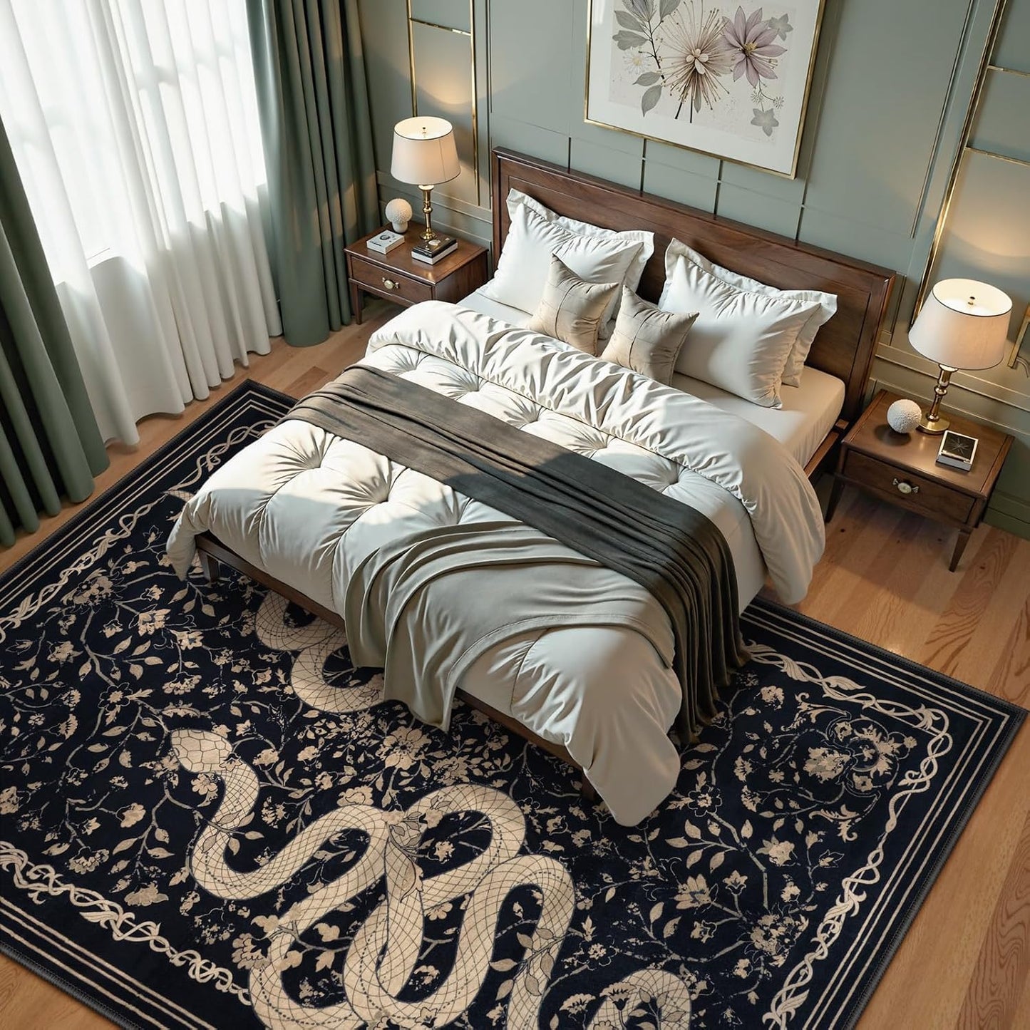 Alfombra lavable 5x7ft pelo bajo antiderrap sala dormitorio