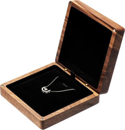 Caja madera nogal vitrina joyas compromiso boda interior