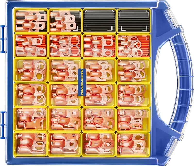 Kit 220 Pzas Extremos Cable Batería Lengüetas AWG 8-1