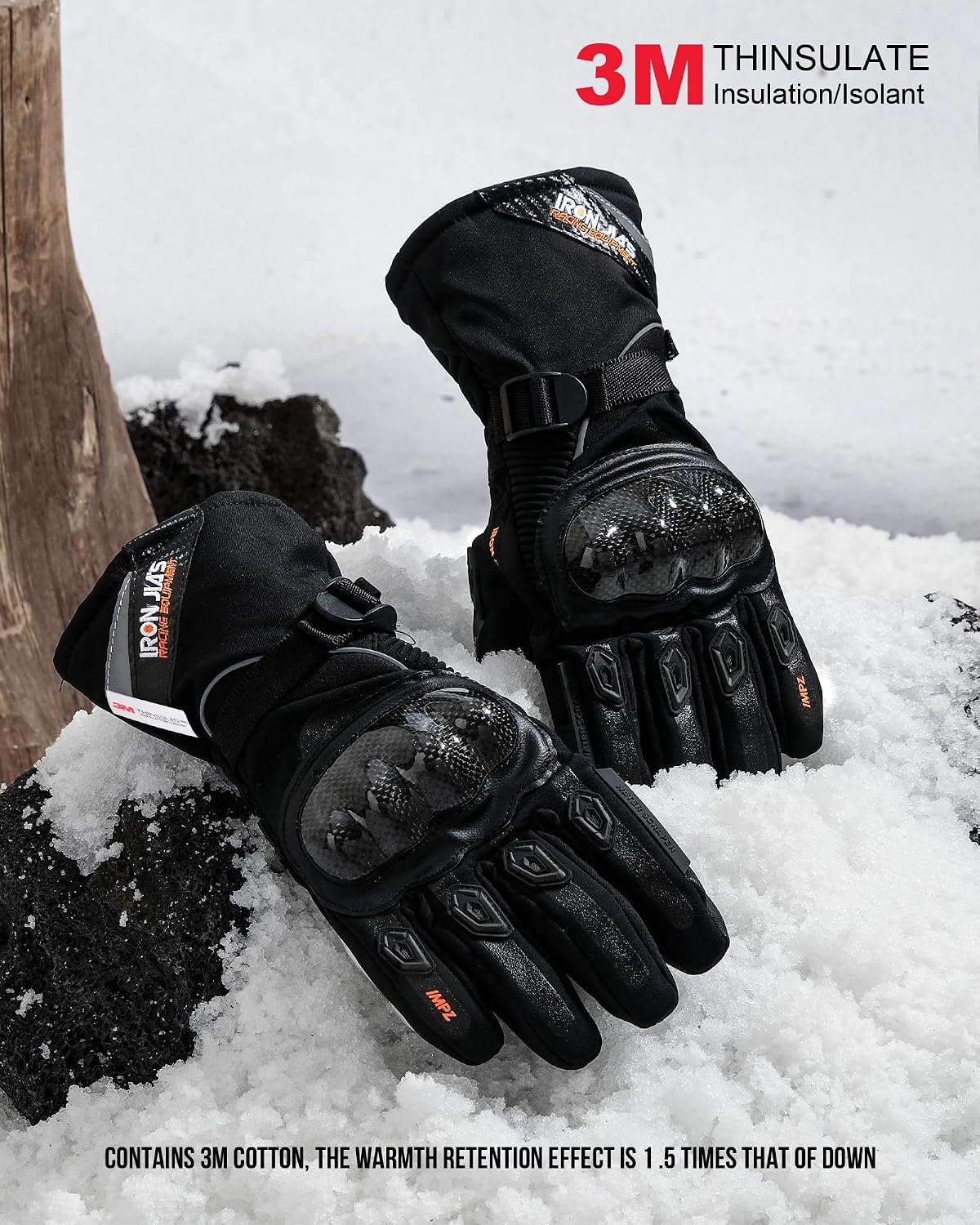 Guantes moto impermeables tactiles fibra carbono