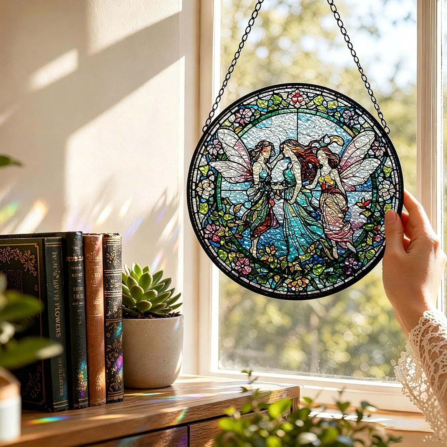 Hadas de flores para colgar en ventanas decoración jardín