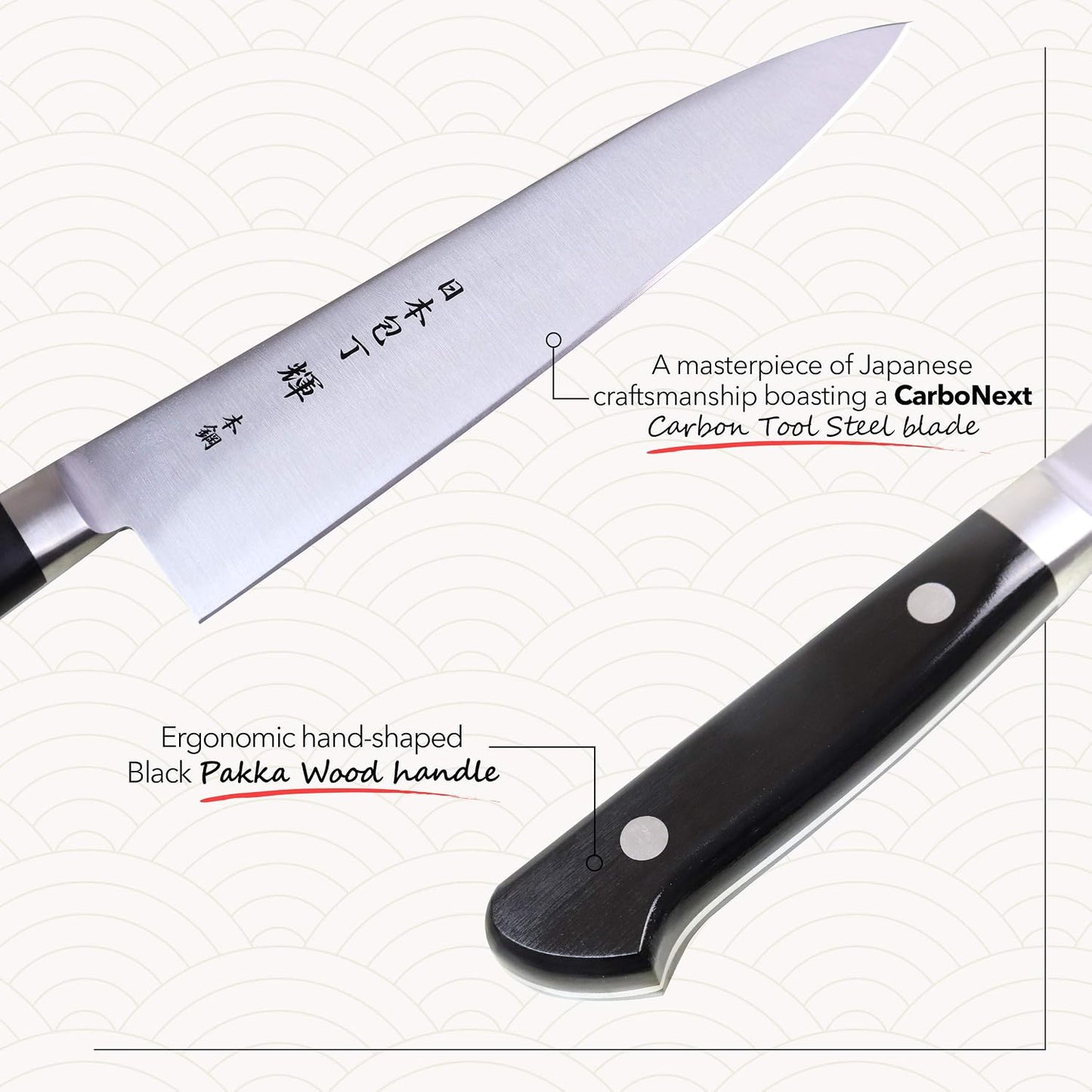 Cuchillo chef acero alto carbono mango Pakka 9.4pulg