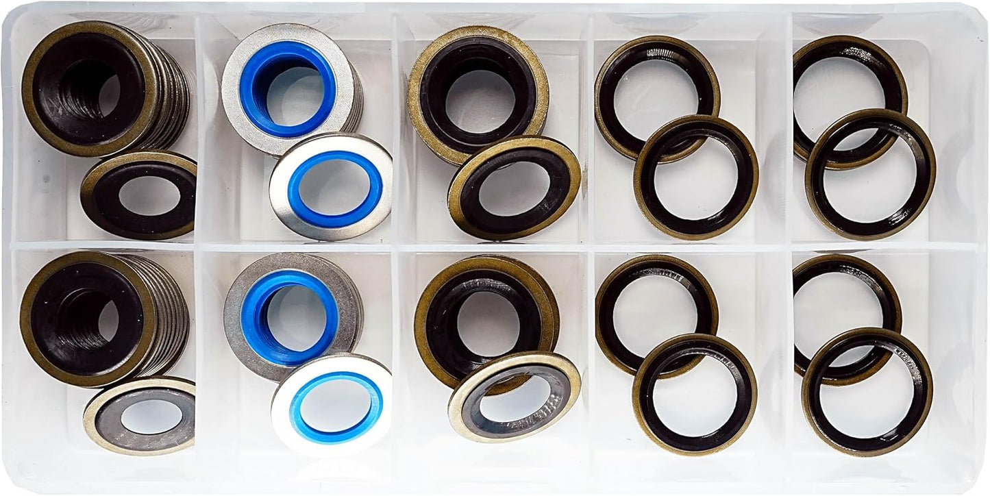 Set 60 Pzas Tapón Drenaje Aceite Metal/Goma Comp Ford Chevy