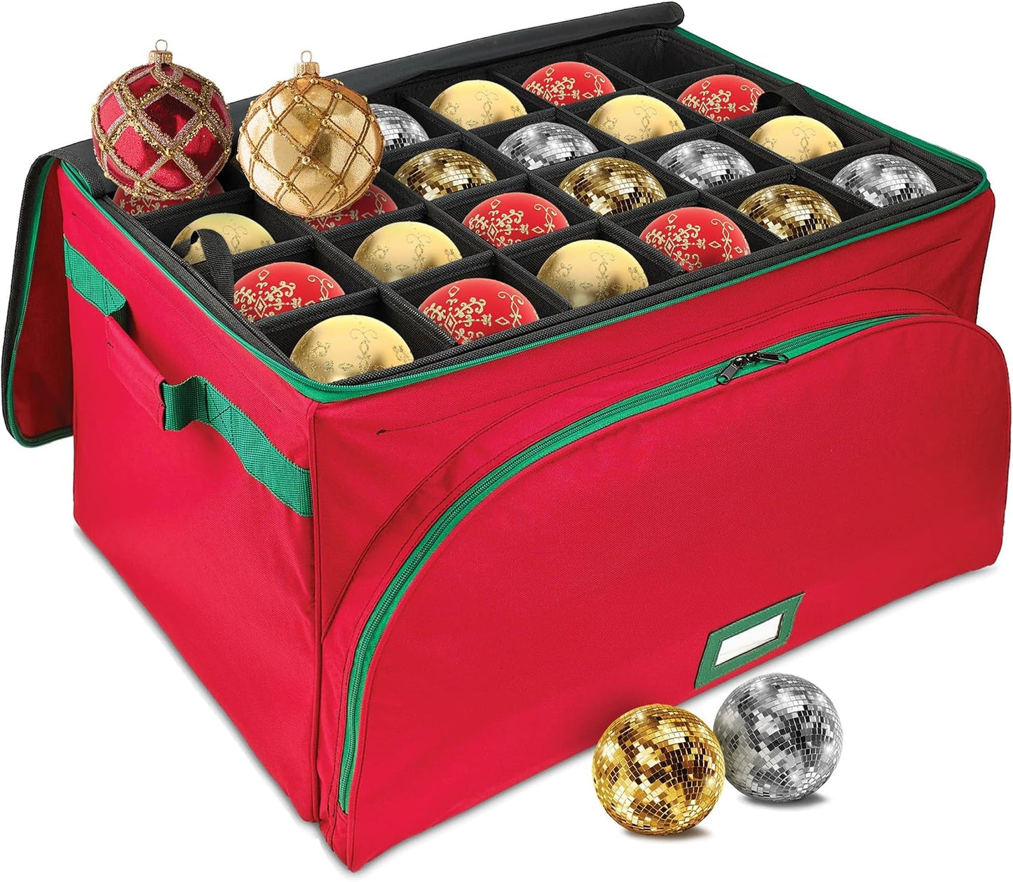 Contenedor navidad 72pzas tela duradera divisores ajustables