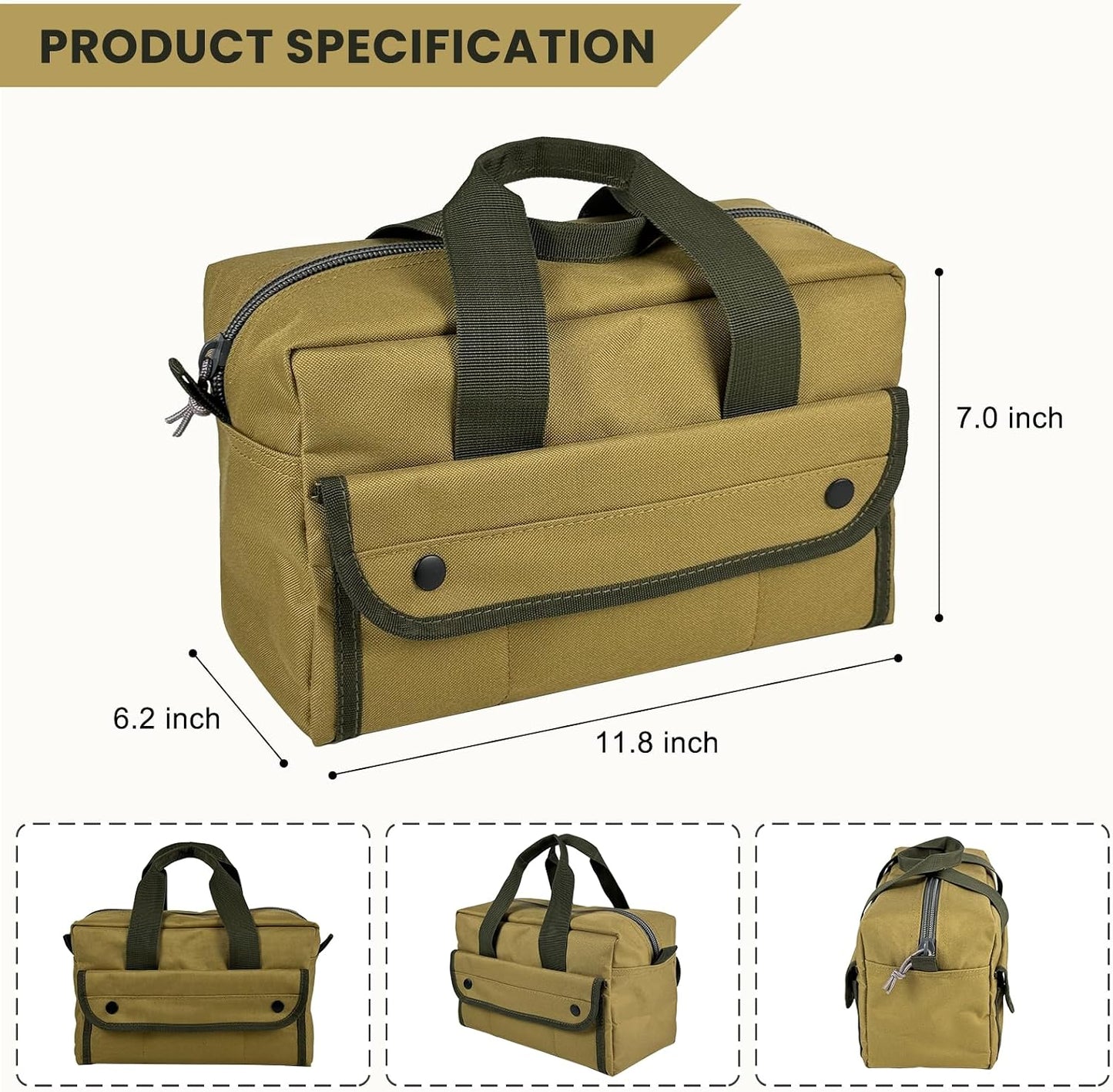 Bolsa herramientas con asas portátil múltiples bolsillos coyote