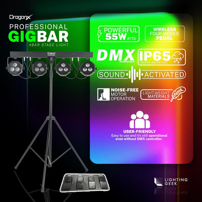 Barra móvil LED 4 luces sistema DJ con activación sonido