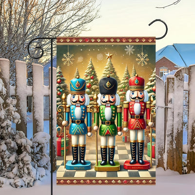 Bandera jardín invierno soldados cascanueces 12x18 doble cara