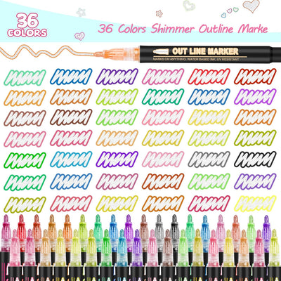 Marcadores metálicos 36 colores para adultos y manualidades