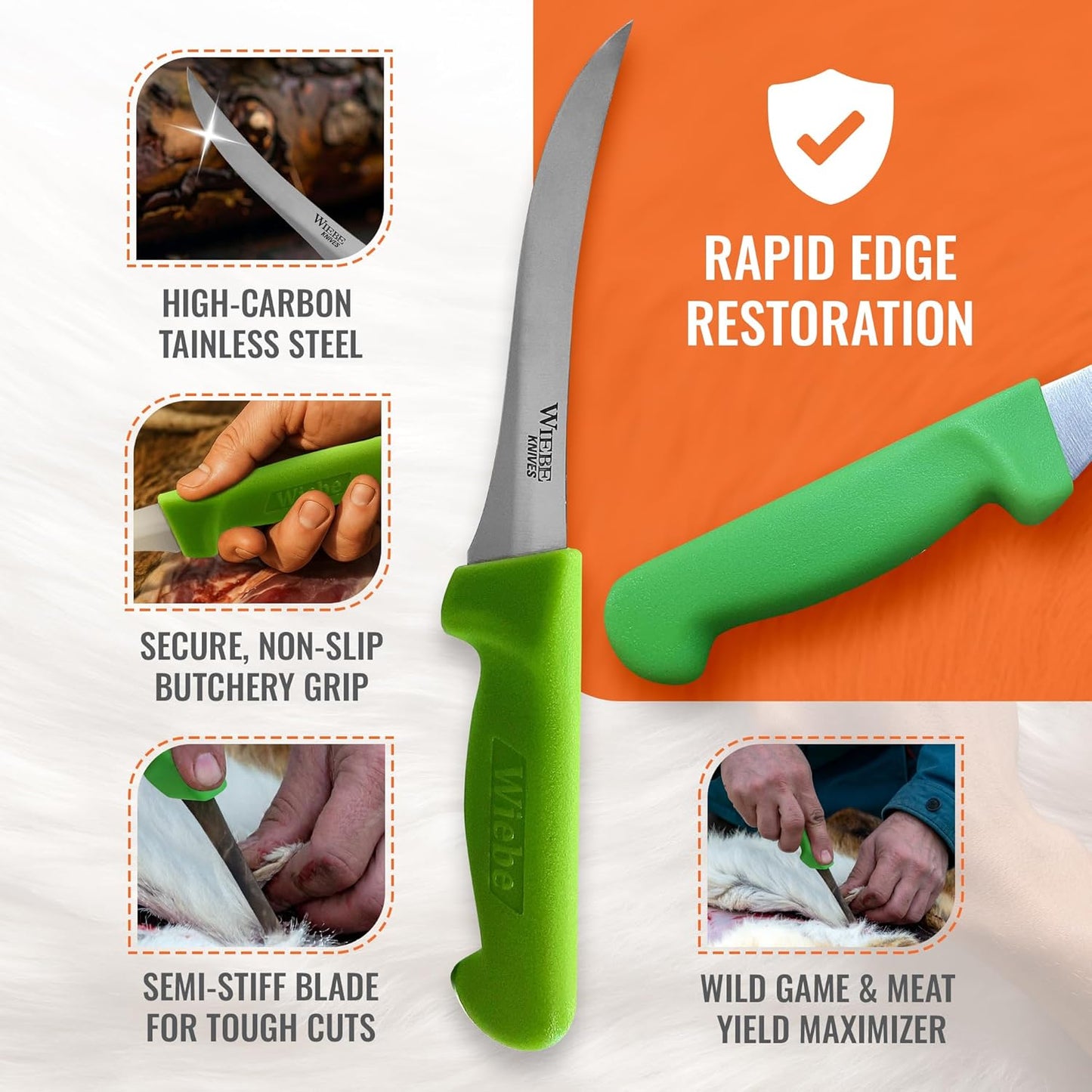 Cuchillo deshuesador acero inox alto carbono curvado para carne