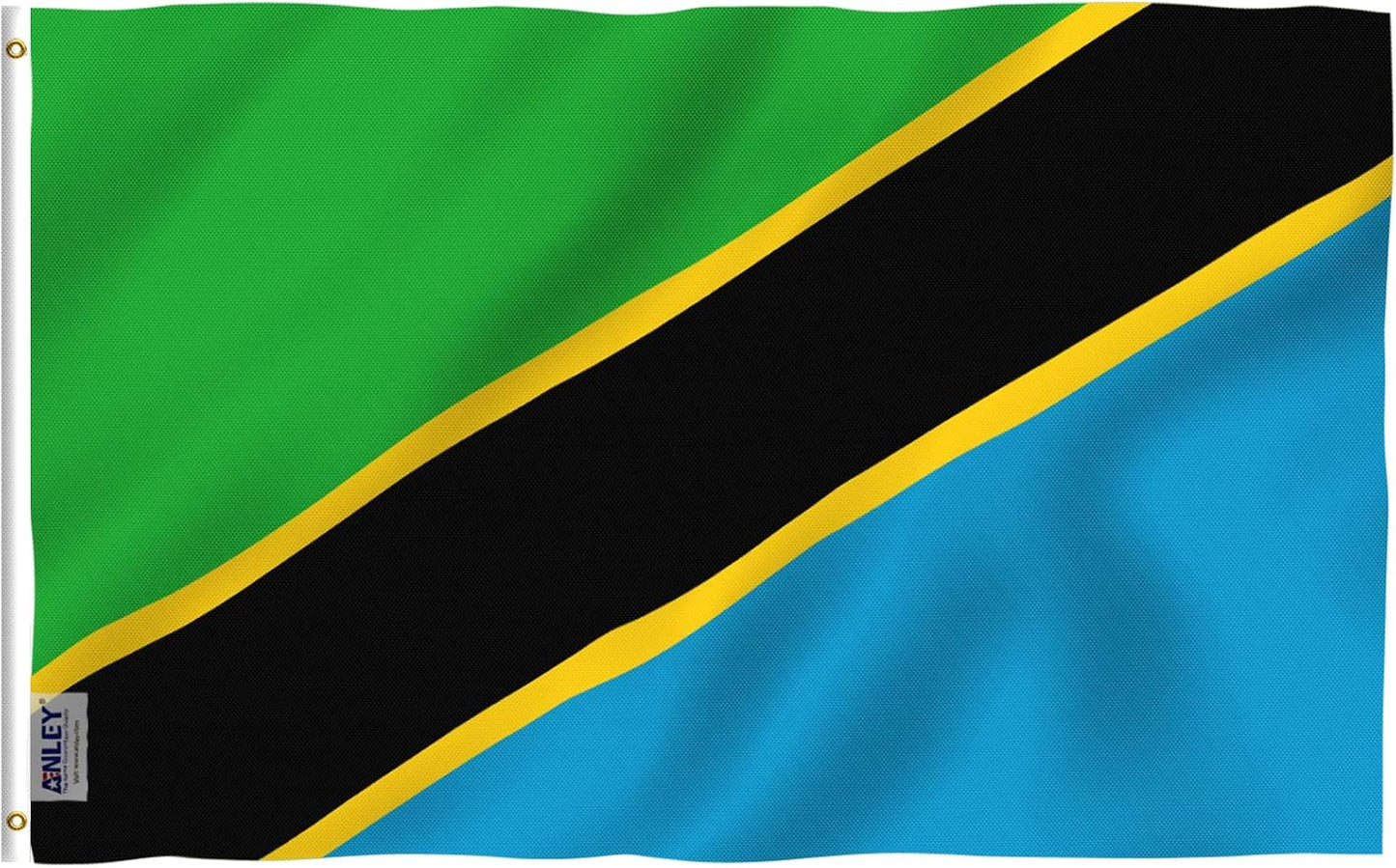 Bandera Tanzania 3x5ft poliéster ojales latón doble costura