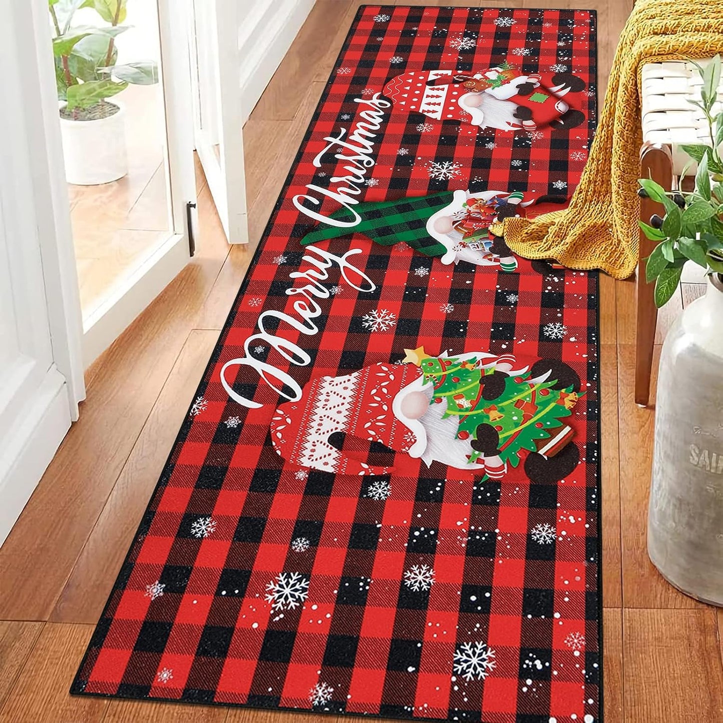Alfombra pasillo navideño 2x6ft antiderrap lavable