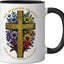 Taza Cerámica Floral Cristiana Negro/Blanco