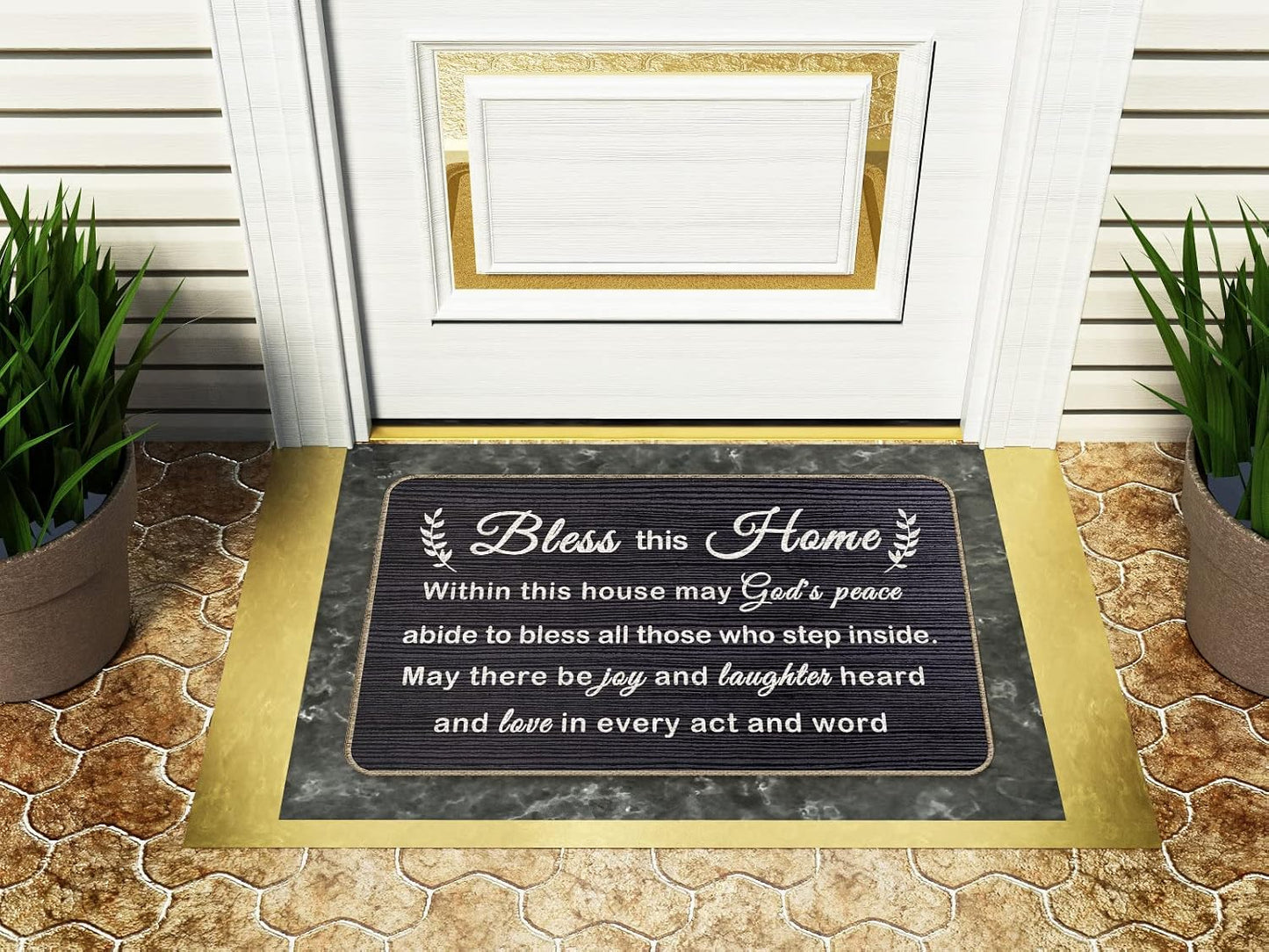 Felpudo decorativo religioso 17x30pulg entrada