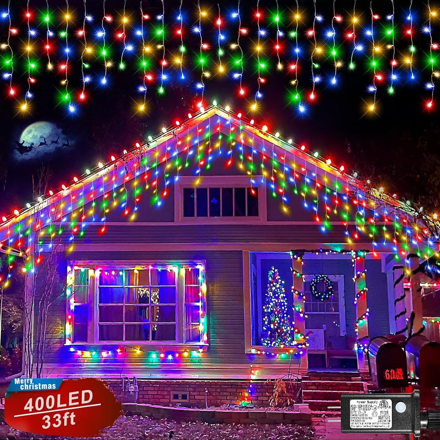 Luces carámbano exterior 33ft 400 LED 8 modos