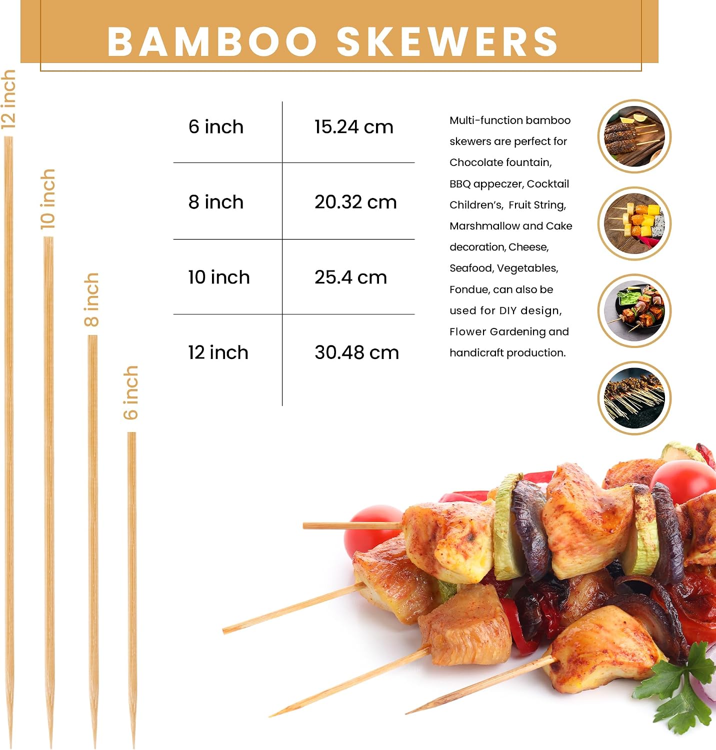 Pinchos bambú 10pulg 400 pzas para parrilla barbacoa