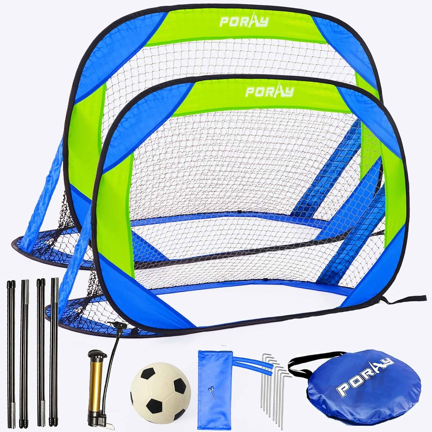Set portería fútbol 2 pelotas desplegables con bolsa