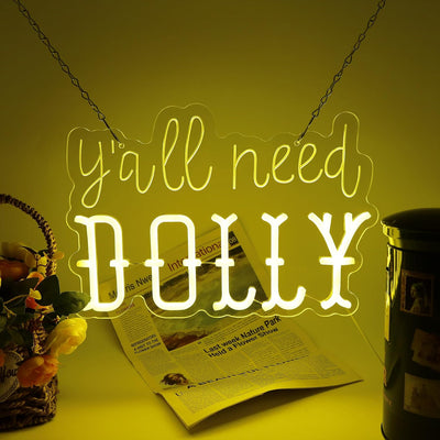 Letrero neón USB 'Y'all Need Dolly' decoración hogar