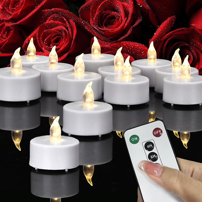 Velas LED parpadeantes control remoto 12 pzas blancas