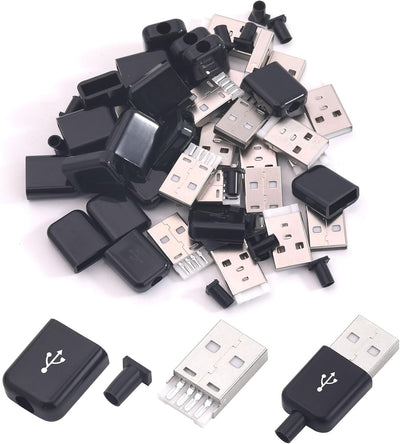 20 Conectores USB 2.0 Tipo A Negro para Soldadura