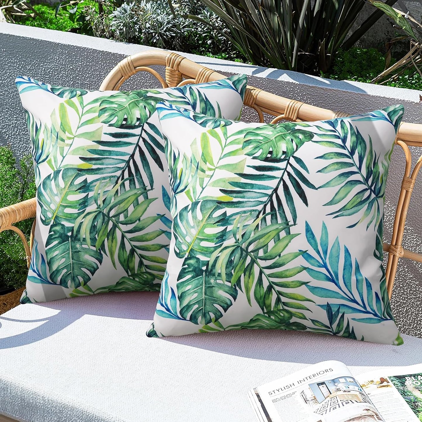 2 Fundas Almohada Decorativas Impermeables 18x18" Exteriores