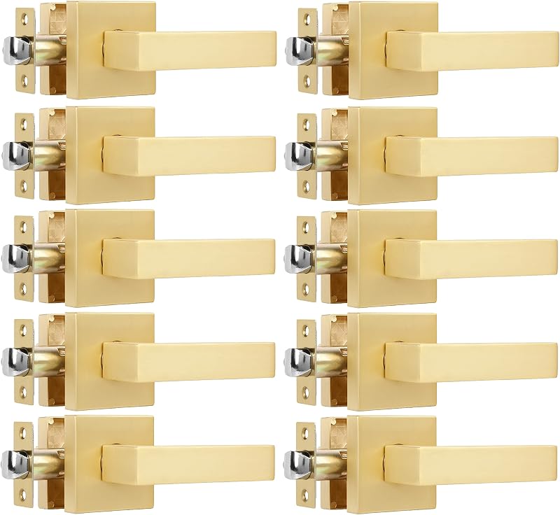10 Palancas Puerta Sin Llave Latón Reversible