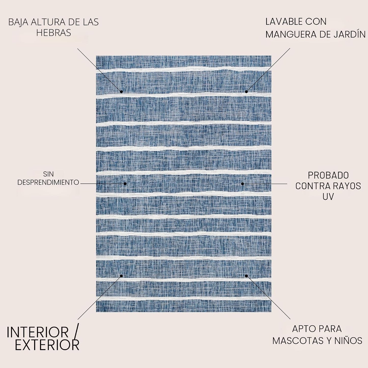 Alfombra Berber Stripe 8x10ft azul/marfil para patio