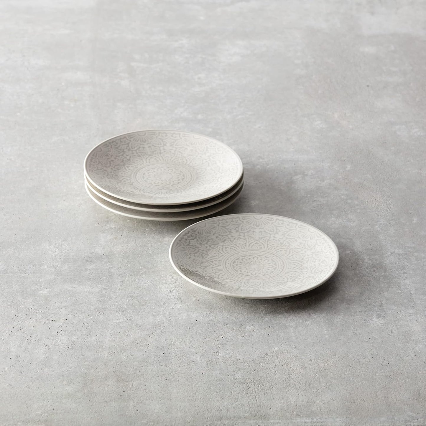Plato ensalada vitrificado 8.5pulg 4 Pzas gris