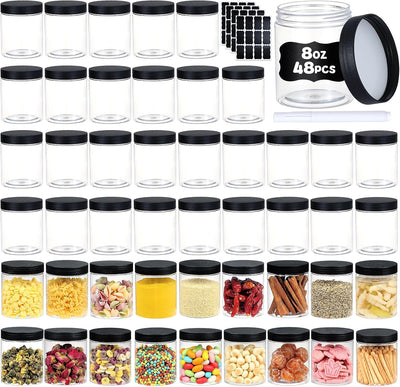 48 Pzas Tarros Plástico 8oz con Tapas Rellenables