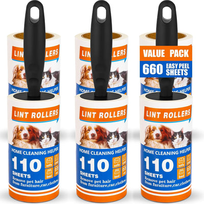 Rodillo pelusa 660 hojas 3 asas para ropa y mascotas