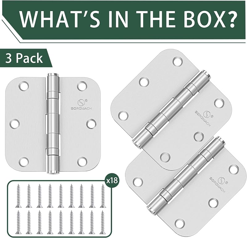 Bisagras acero inox 304 níquel satinado 3.5pulg pack 3
