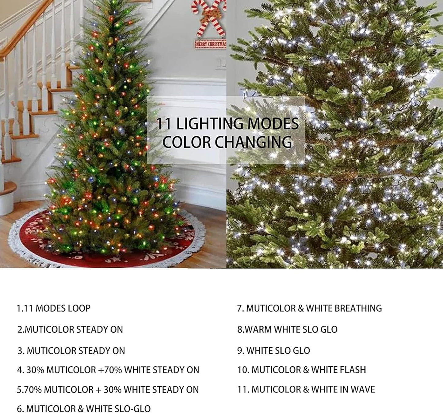Tira luces LED Navidad 100ft 300 luces 2en1