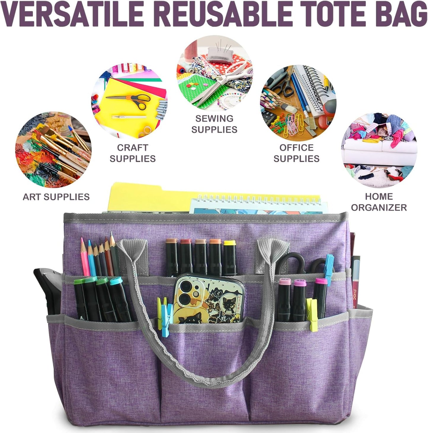 Bolsa organizadora tela Oxford arte manualidades morado