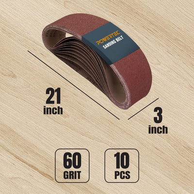 Cinta lijado 3x21pulg 60 granos aluminio 10 uds