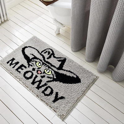 Alfombra baño gato western antideslizante 20x32pulg microfibra