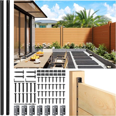 8 Paneles Valla Privacidad 4ft H 45.5" para Patio Negro