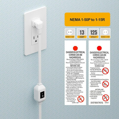Cable extensión interruptor 2 pies 12A 125V clavijas en ángulo