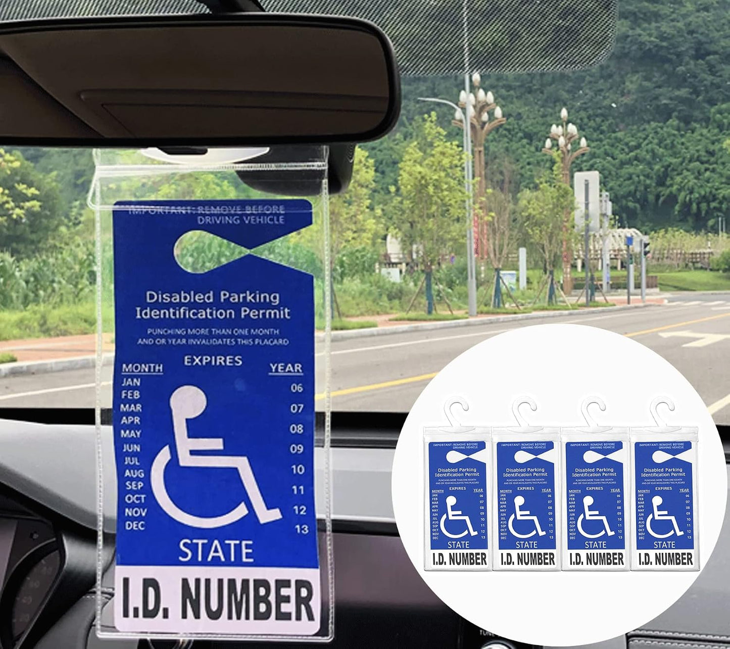 4 Pzas Soporte Tarjeta Discapacitados Auto Gancho Grande